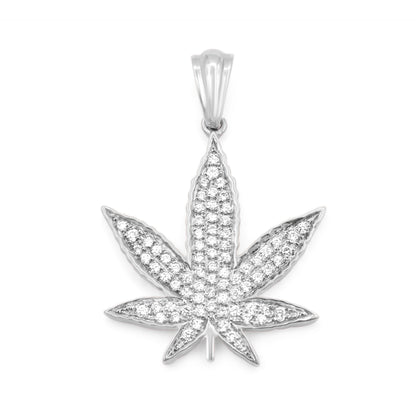 10k White Gold Zaza Leaf Diamond Pendant 0.49ctw