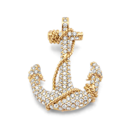 10K Yellow Gold Anchor Diamond Pendant 0.65 ctw