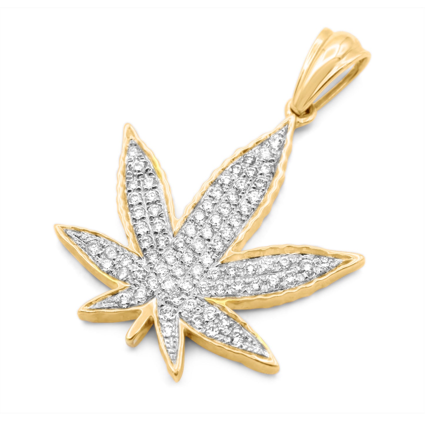 10k Yellow Gold Weed Leaf Diamond Pendant 0.88 ctw