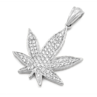 10k White Gold Zaza Leaf Diamond Pendant 0.49ctw