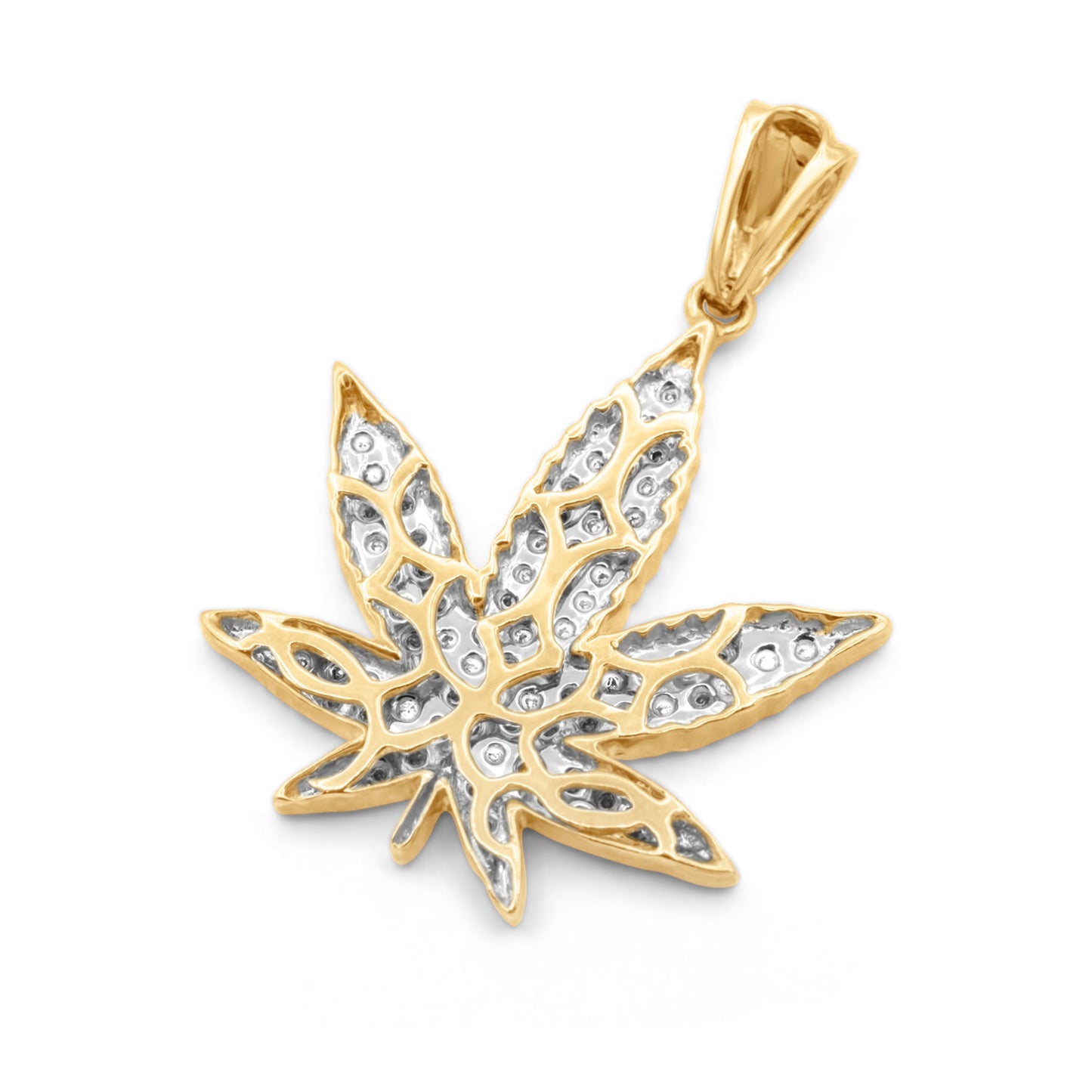 10k Yellow Gold Weed Leaf Diamond Pendant 0.88 ctw