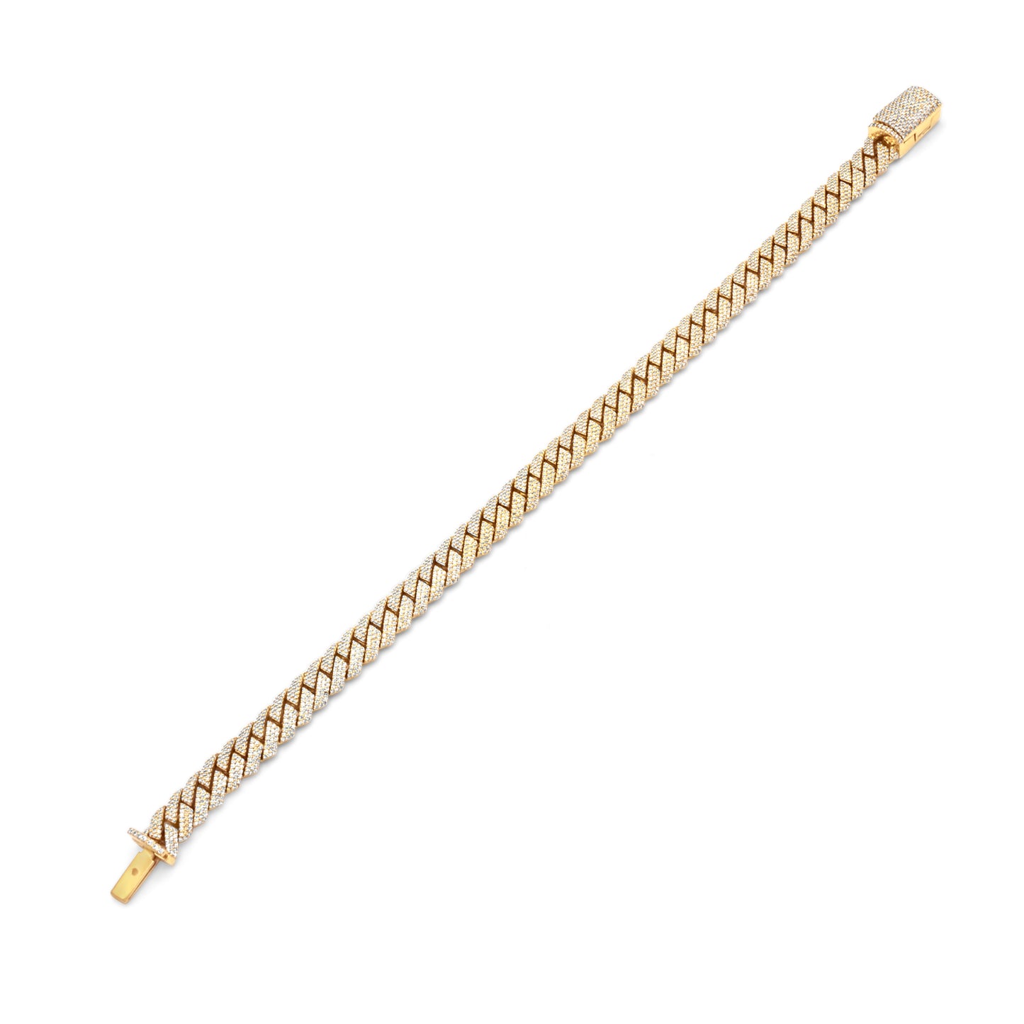 14k Yellow Gold Cuban Link Diamond Bracelet 8mm 2.70ctw