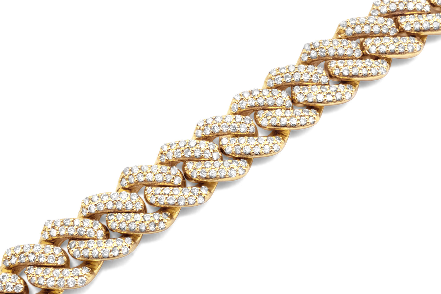 14k Yellow Gold Cuban Link Diamond Bracelet 8mm 4.65ctw