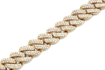 14k Yellow Gold Cuban Link Diamond Bracelet 8mm 4.65ctw