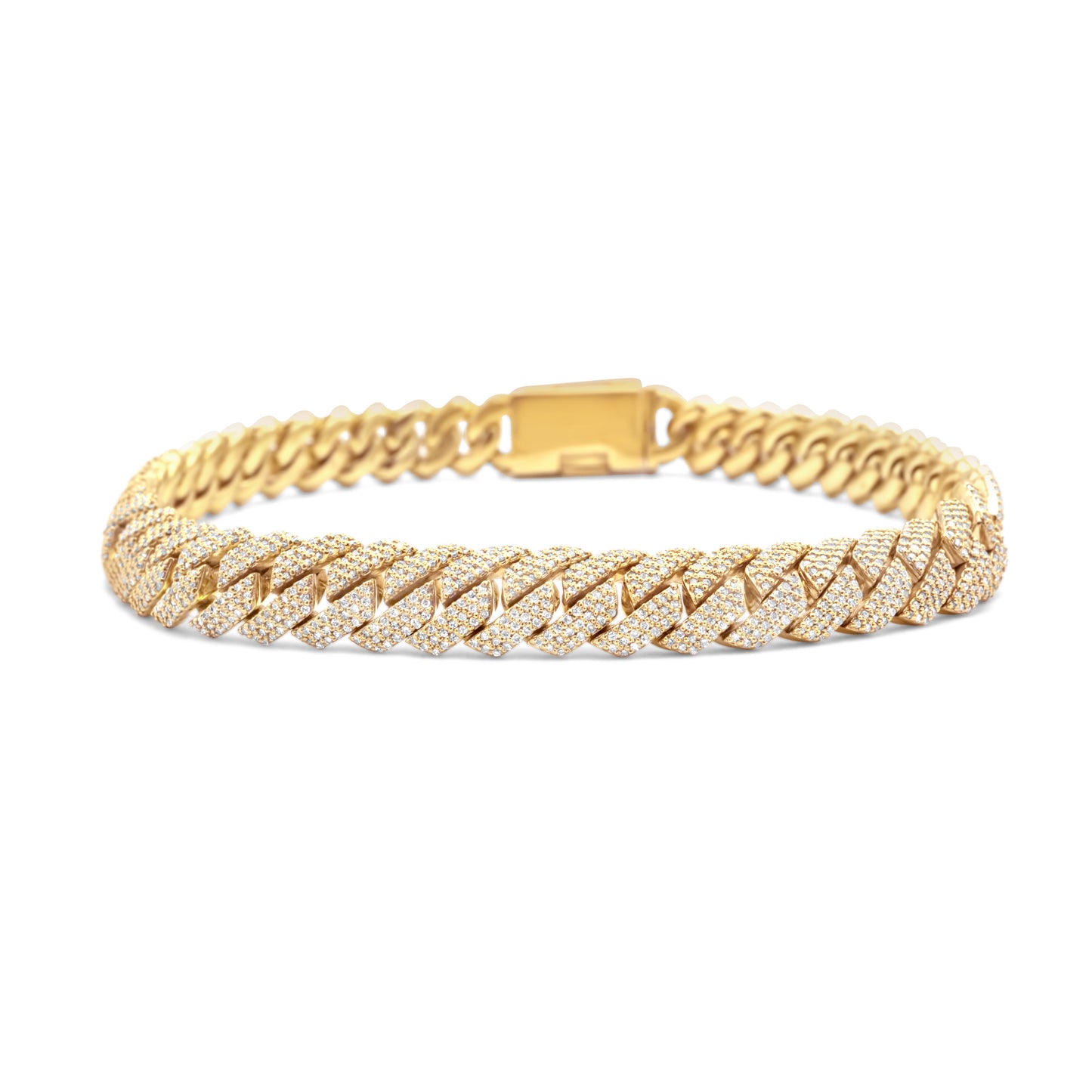 14k Yellow Gold Cuban Link Diamond Bracelet 8mm 2.70ctw