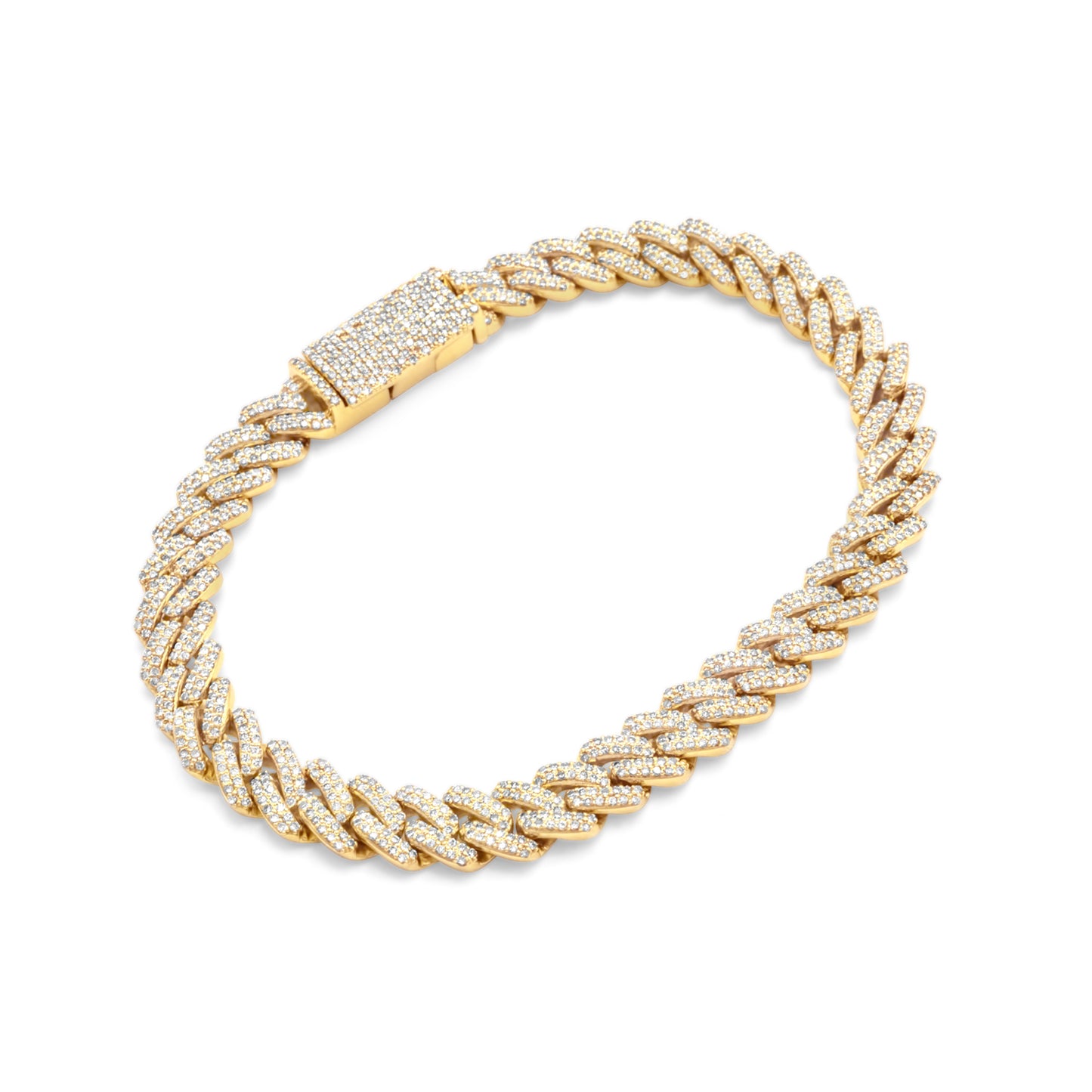 14k Yellow Gold Cuban Link Diamond Bracelet 8mm 4.65ctw