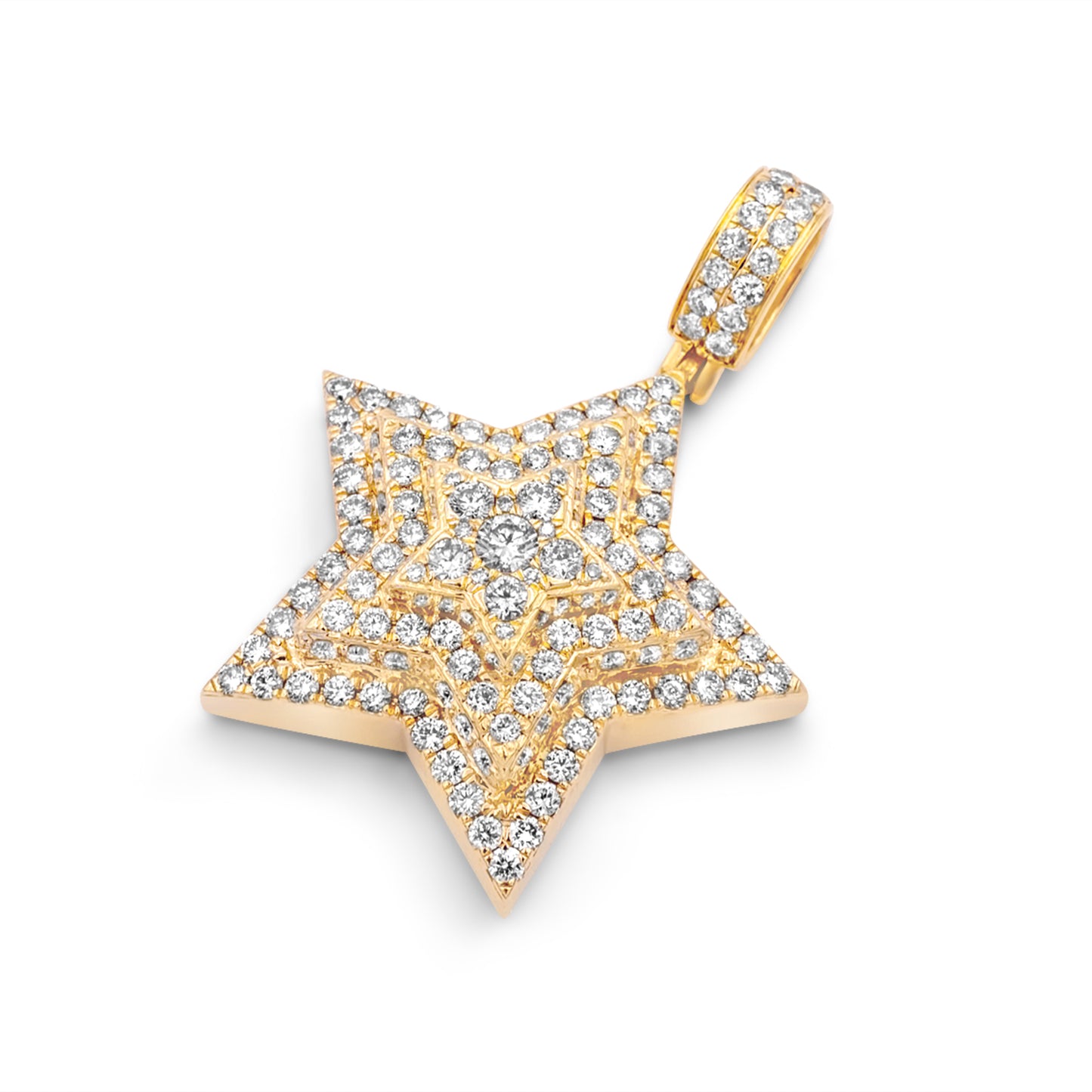 14k Yellow Gold Diamond Star Pendant 2.90ctw