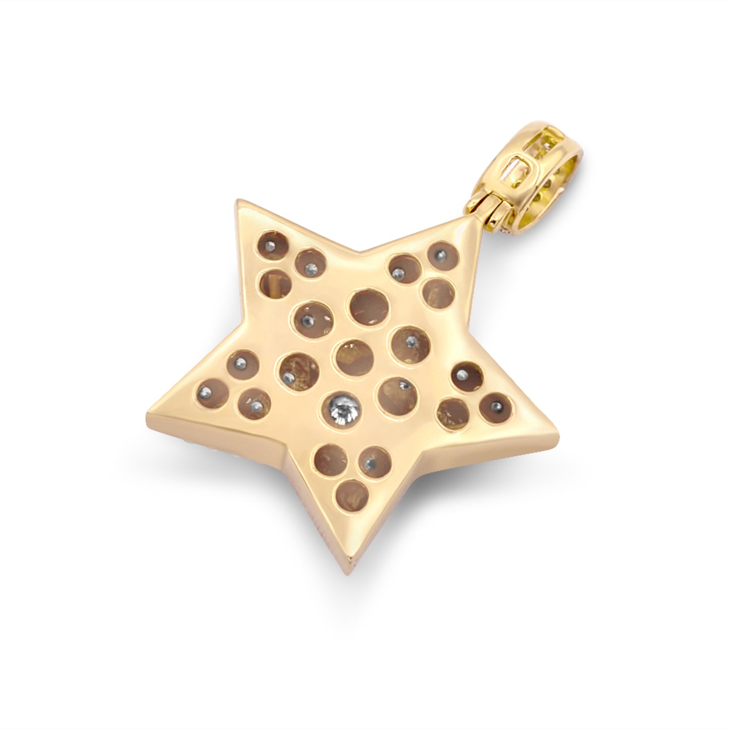 14k Yellow Gold Diamond Star Pendant 2.90ctw