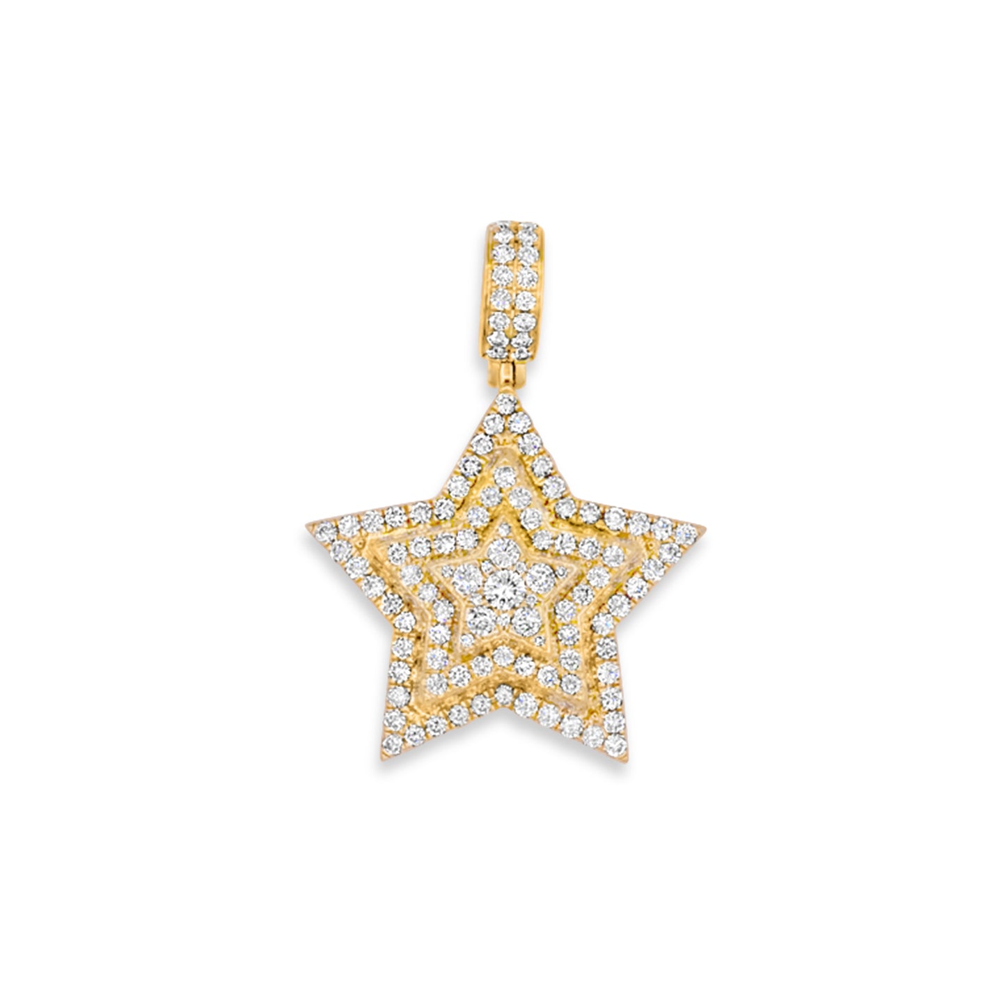 14k Yellow Gold Diamond Star Pendant 2.90ctw