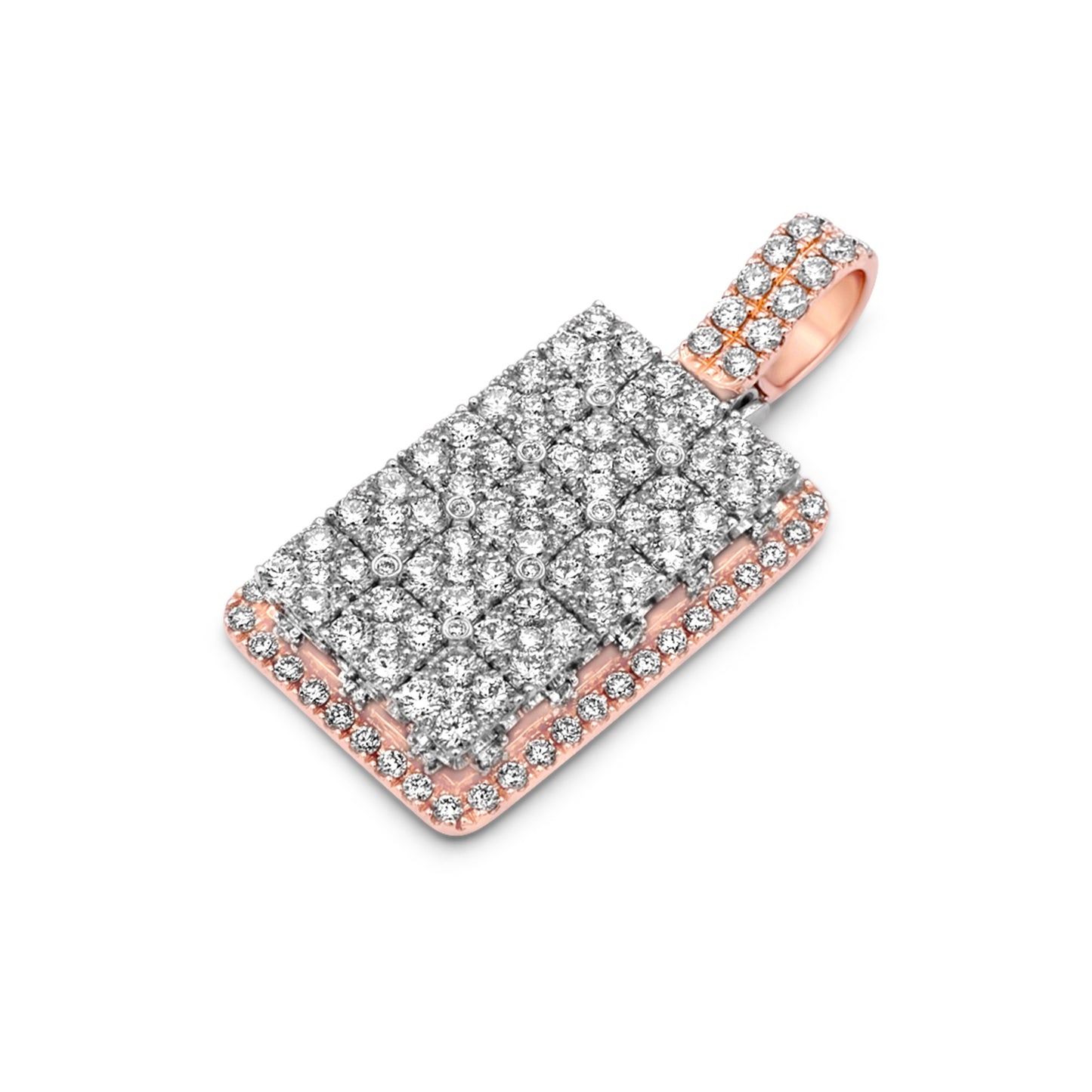 14k Rose Gold Diamond Dog Tag 4.69ctw