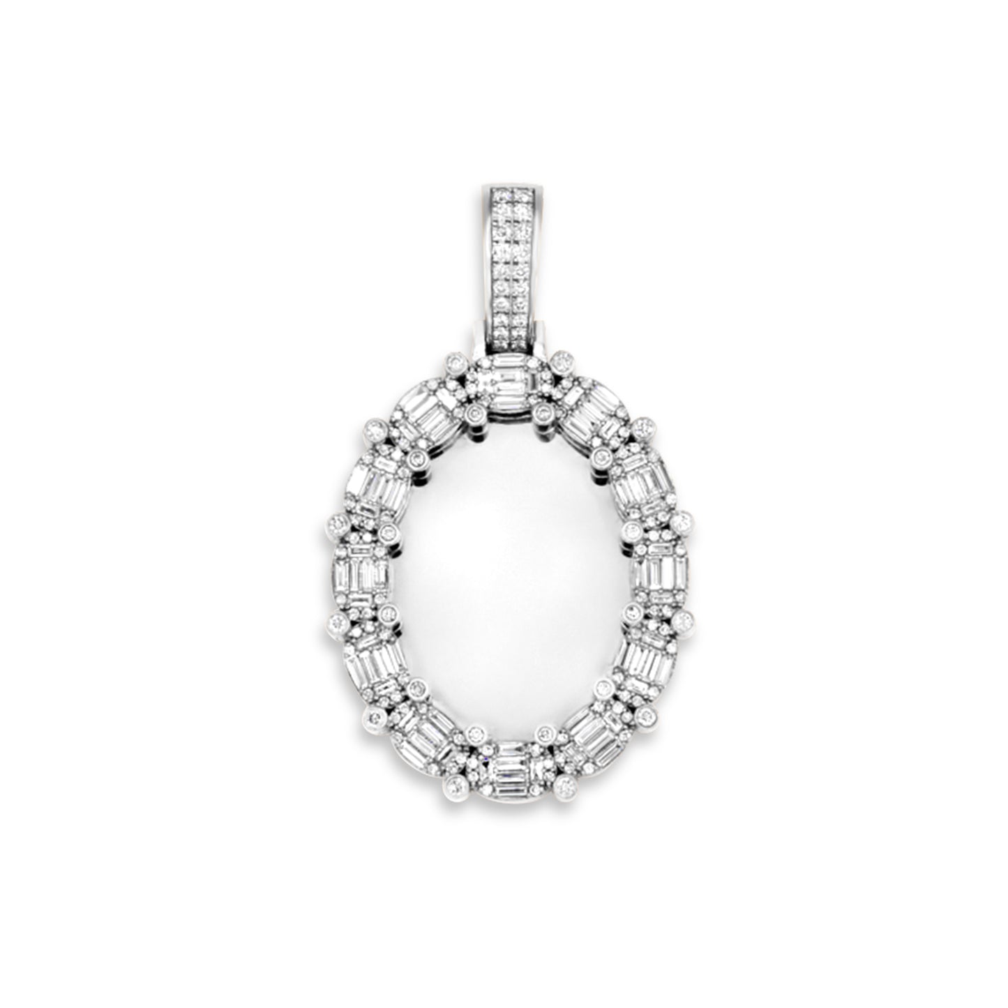 14k Oval Diamond Picture Pendant 3.50ctw