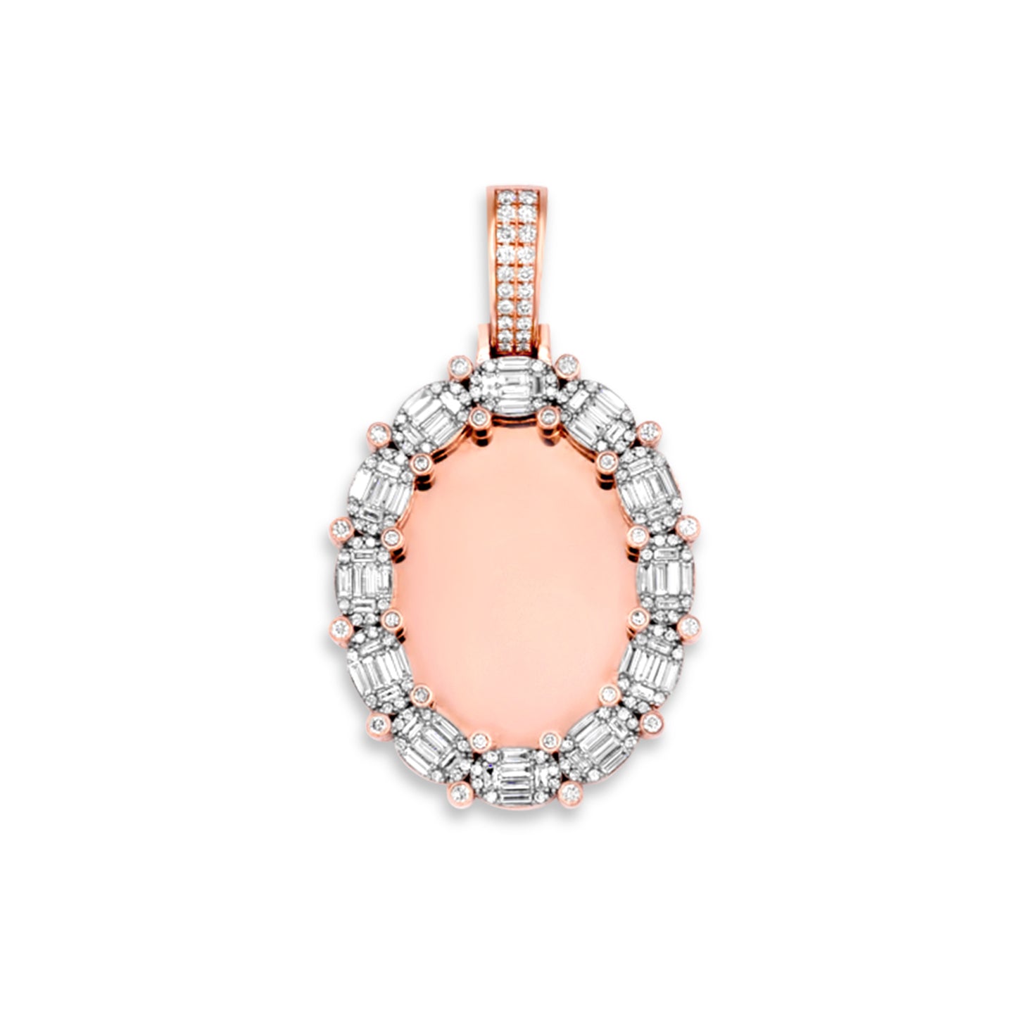 14k Rose Gold Oval Diamond Picture Pendant 3.50ctw