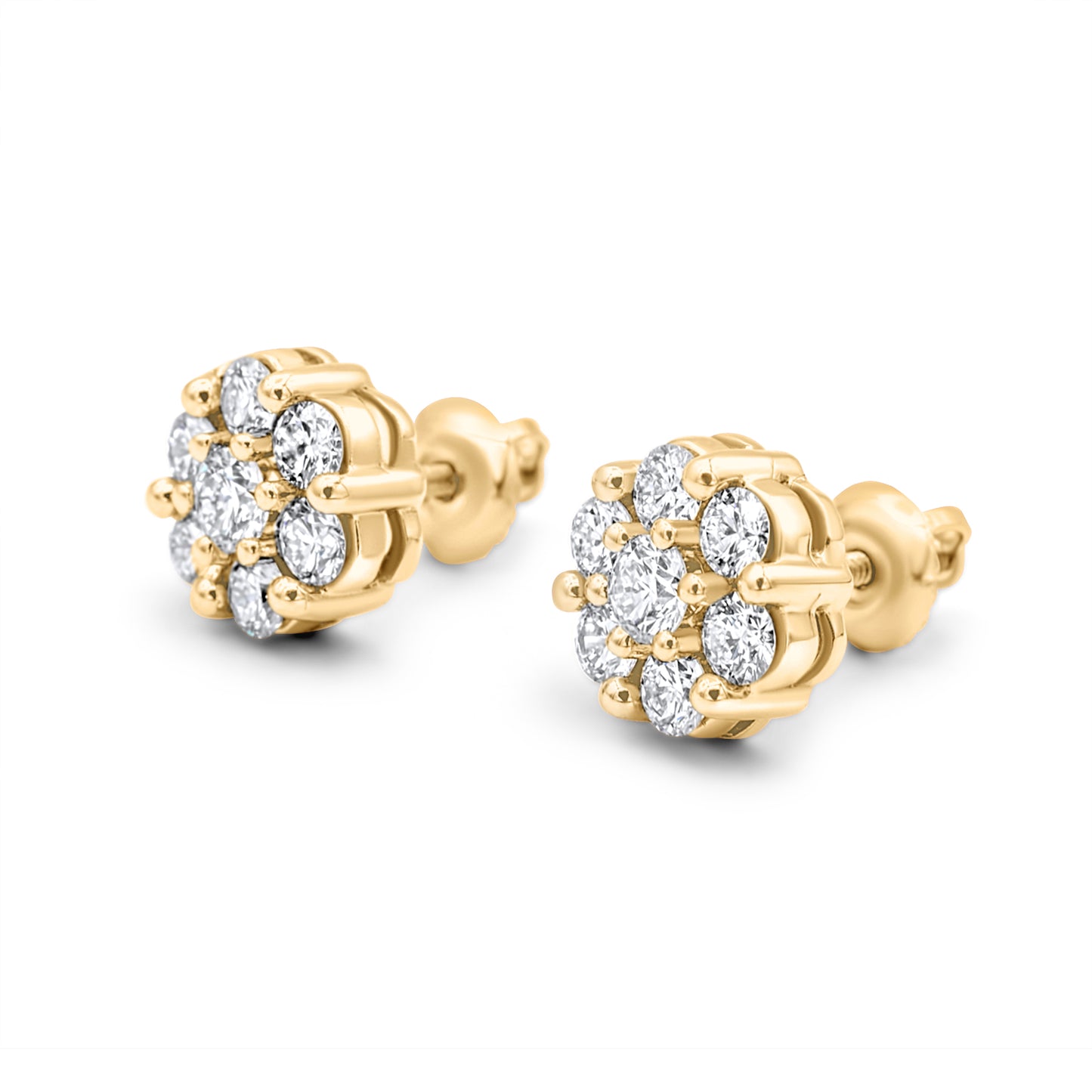 14k Yellow Gold Diamond Cluster Earrings 1.95ctw