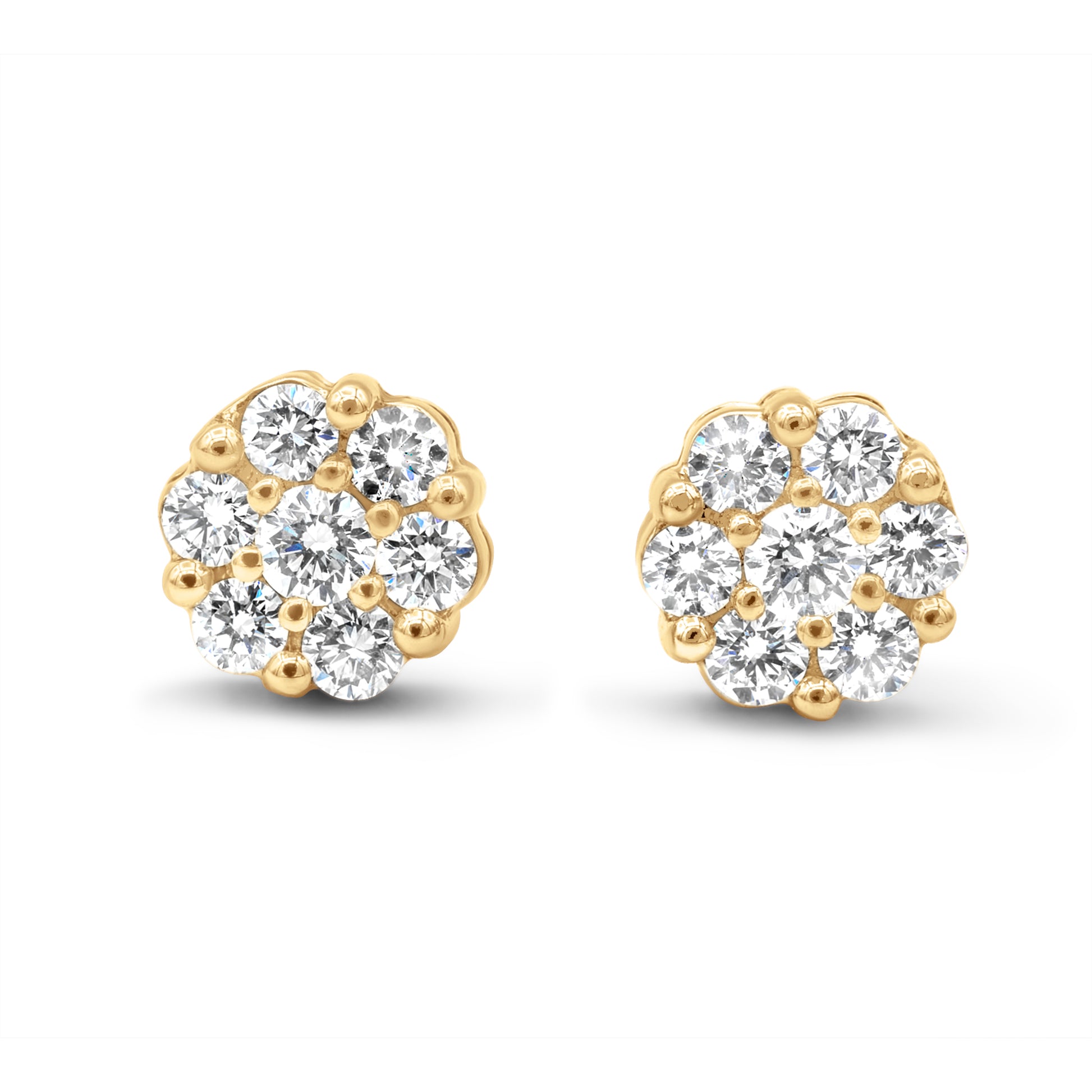 14k Yellow Gold Diamond Cluster Earrings 1.95ctw