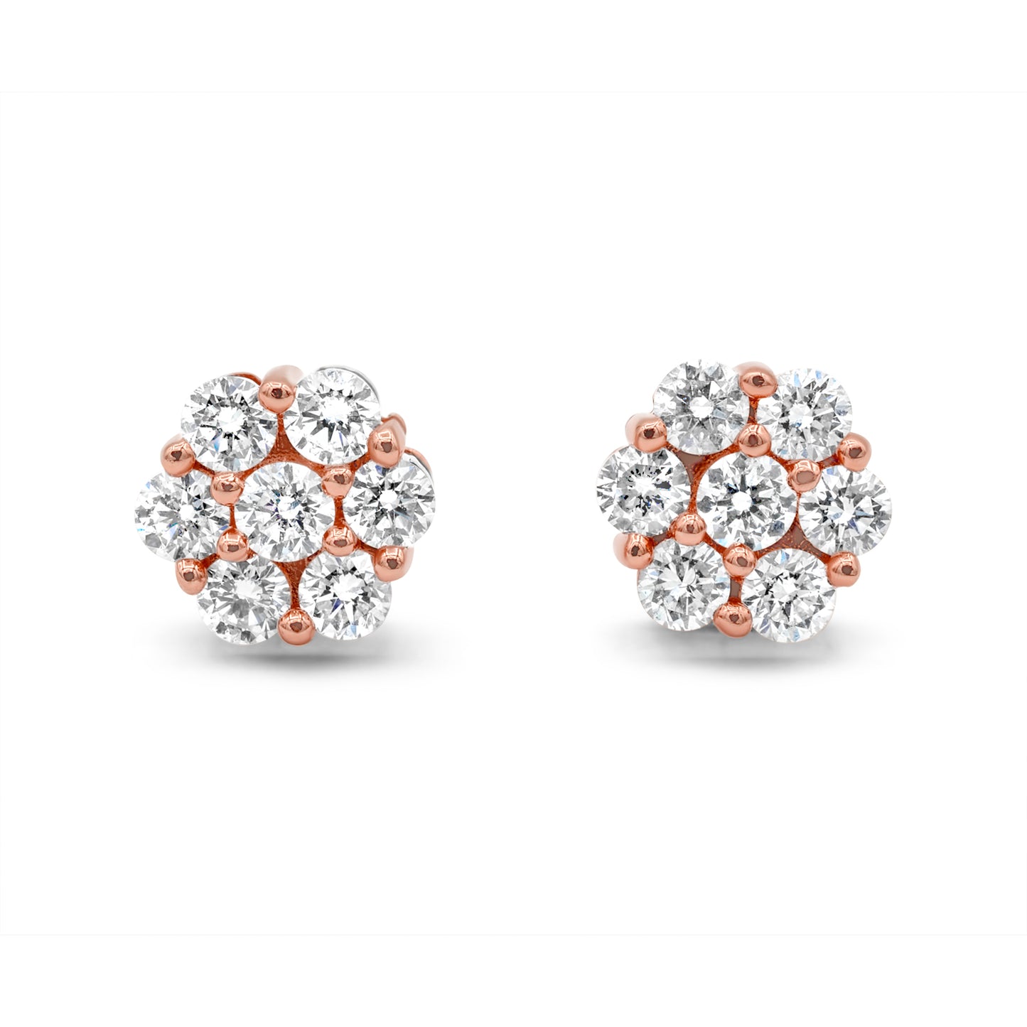 14k Rose Gold Diamond Cluster Earrings 3.75ctw