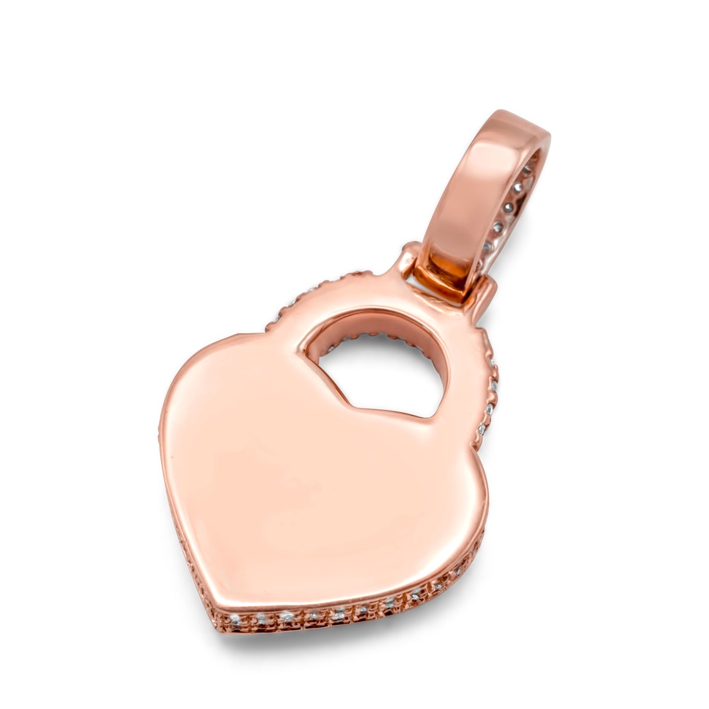 14k Rose Gold Diamond Heart Lock Pendant 1.35 ctw