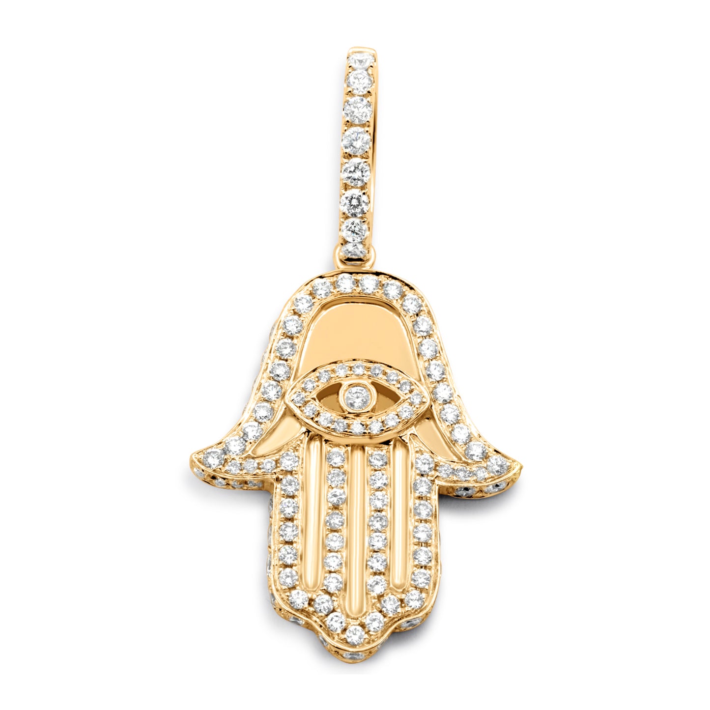 14k Yellow Gold Diamond Hamsa 2.22ctw