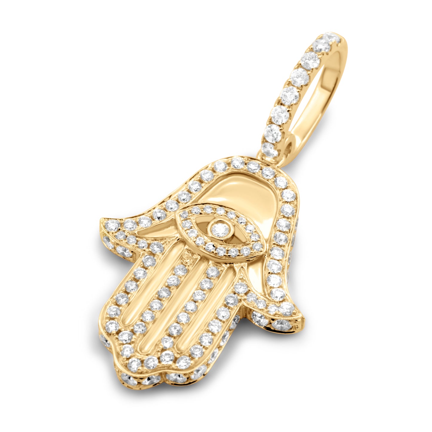 14k Yellow Gold Diamond Hamsa 2.22ctw