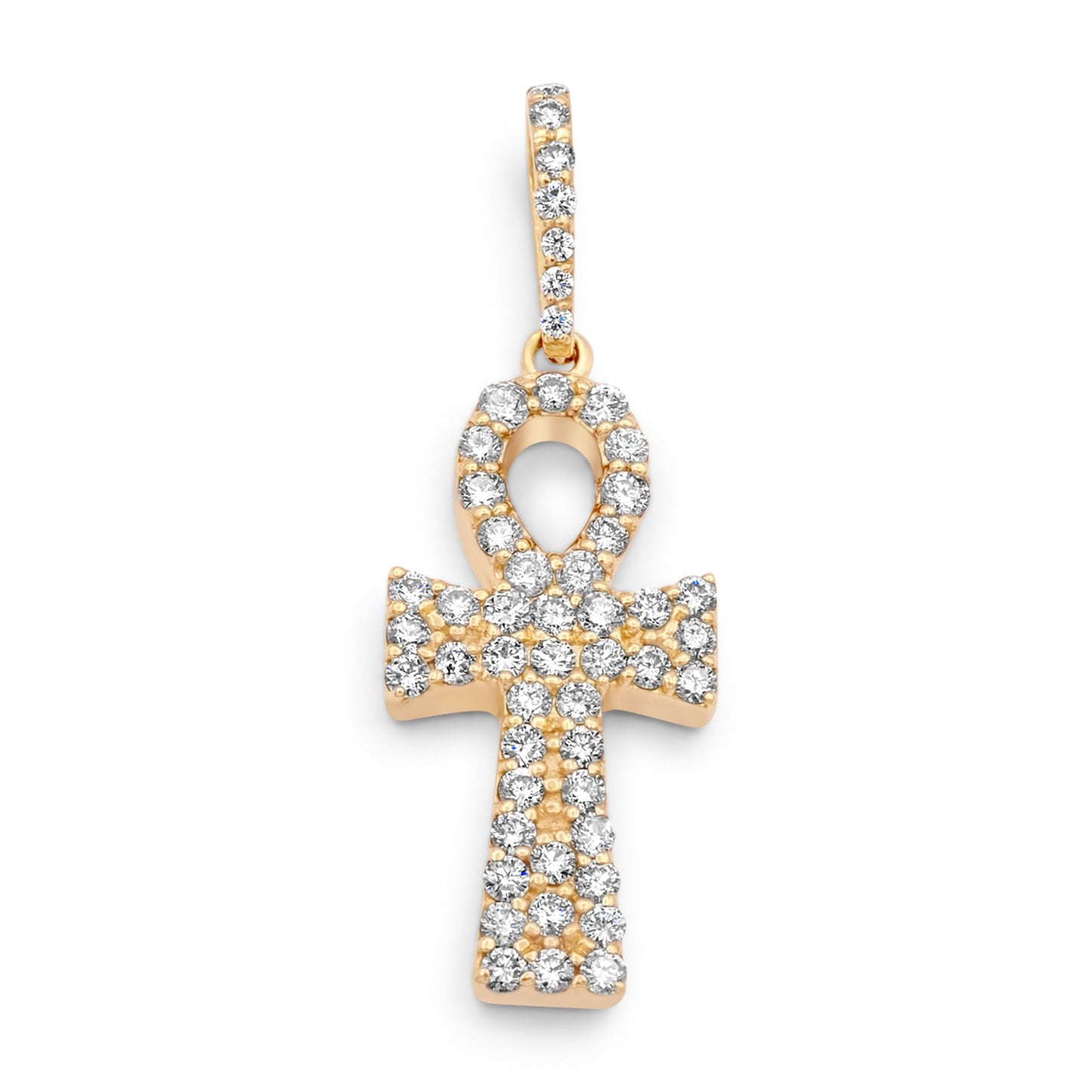 14k Yellow Gold Diamond Ankh 2.30ctw