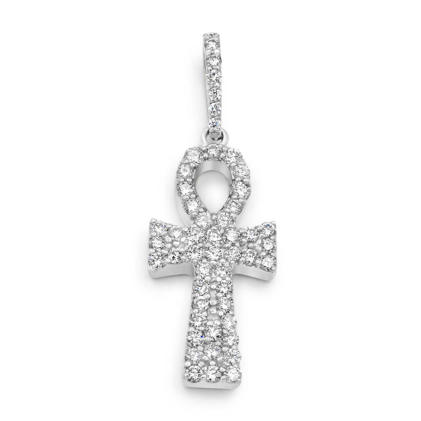 14k White Gold Diamond Ankh 2.30ctw