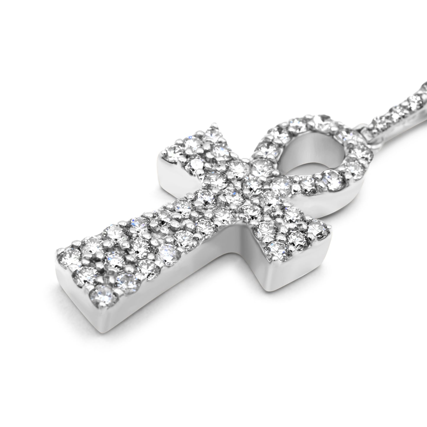 14k White Gold Diamond Ankh 2.30ctw