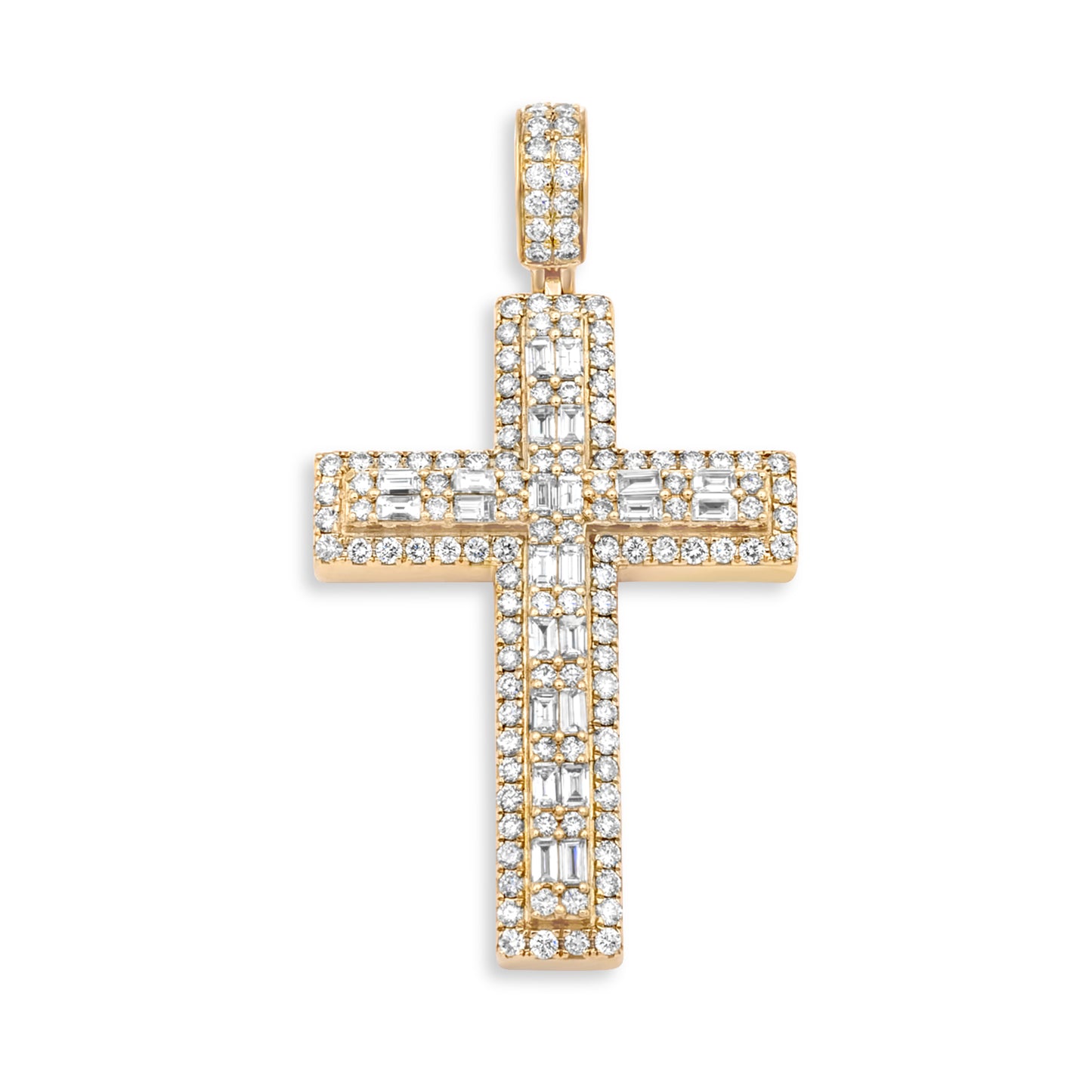 14k Yellow Gold Diamond Cross 3.30ctw