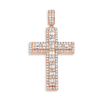 14k Solid Gold Diamond Cross 3.30ctw