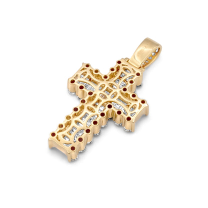 14k Yellow Gold Baguette Diamond Cross 3.24ctw