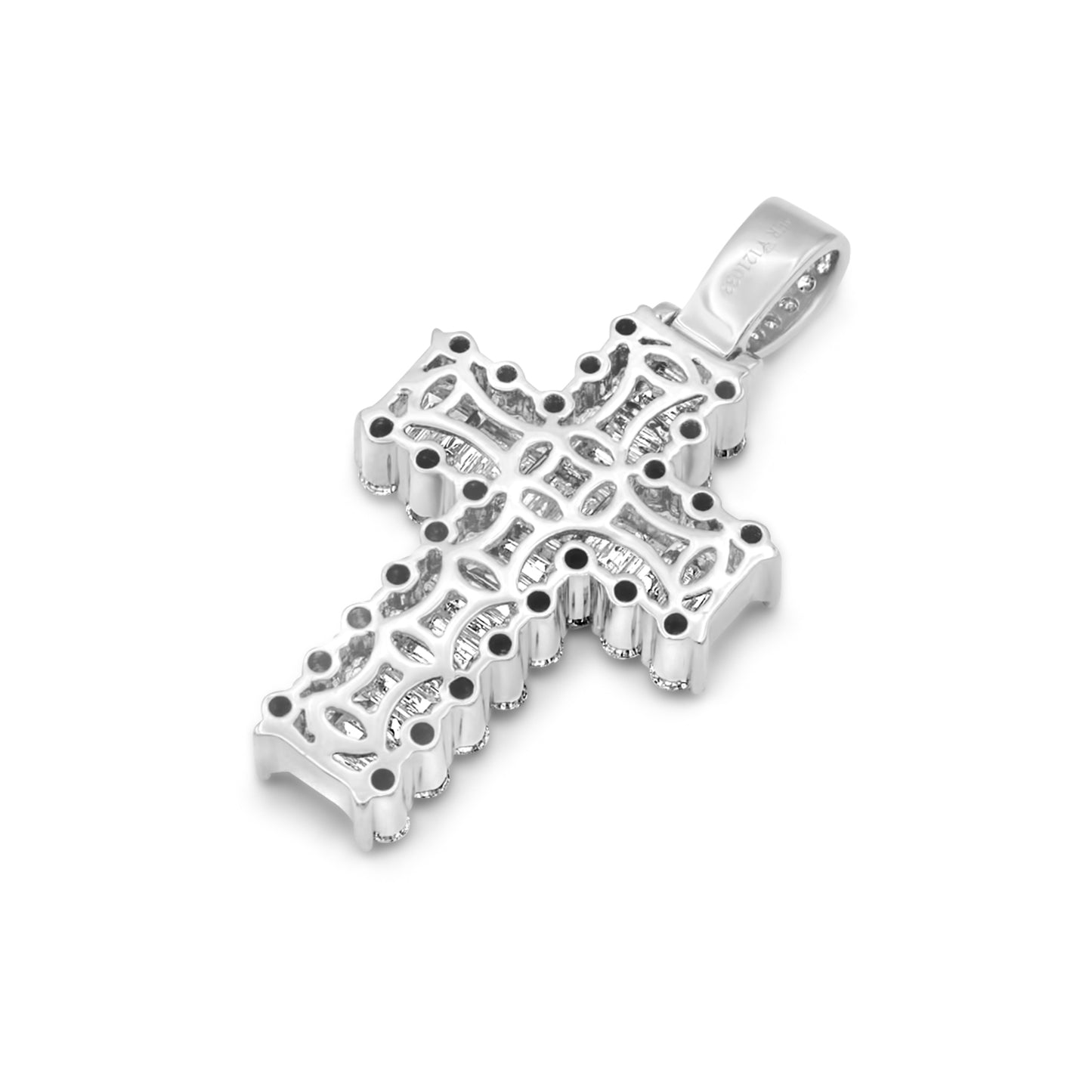 14k White Gold Baguette Diamond Cross 3.24ctw