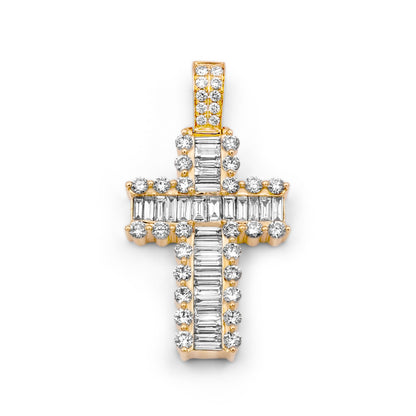 14k Yellow Gold Baguette Diamond Cross 3.24ctw