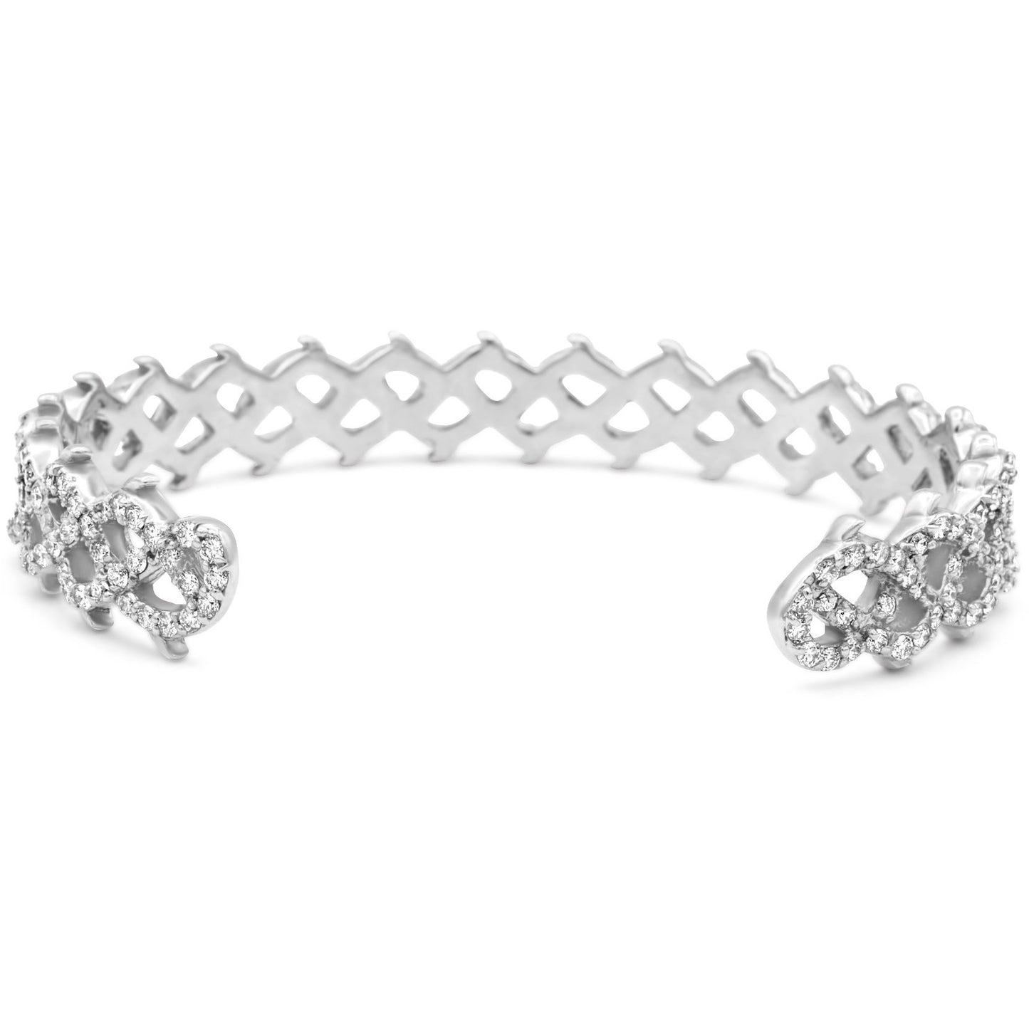 14k White Gold Diamond Thorn Cuff Bangle 4.20ctw