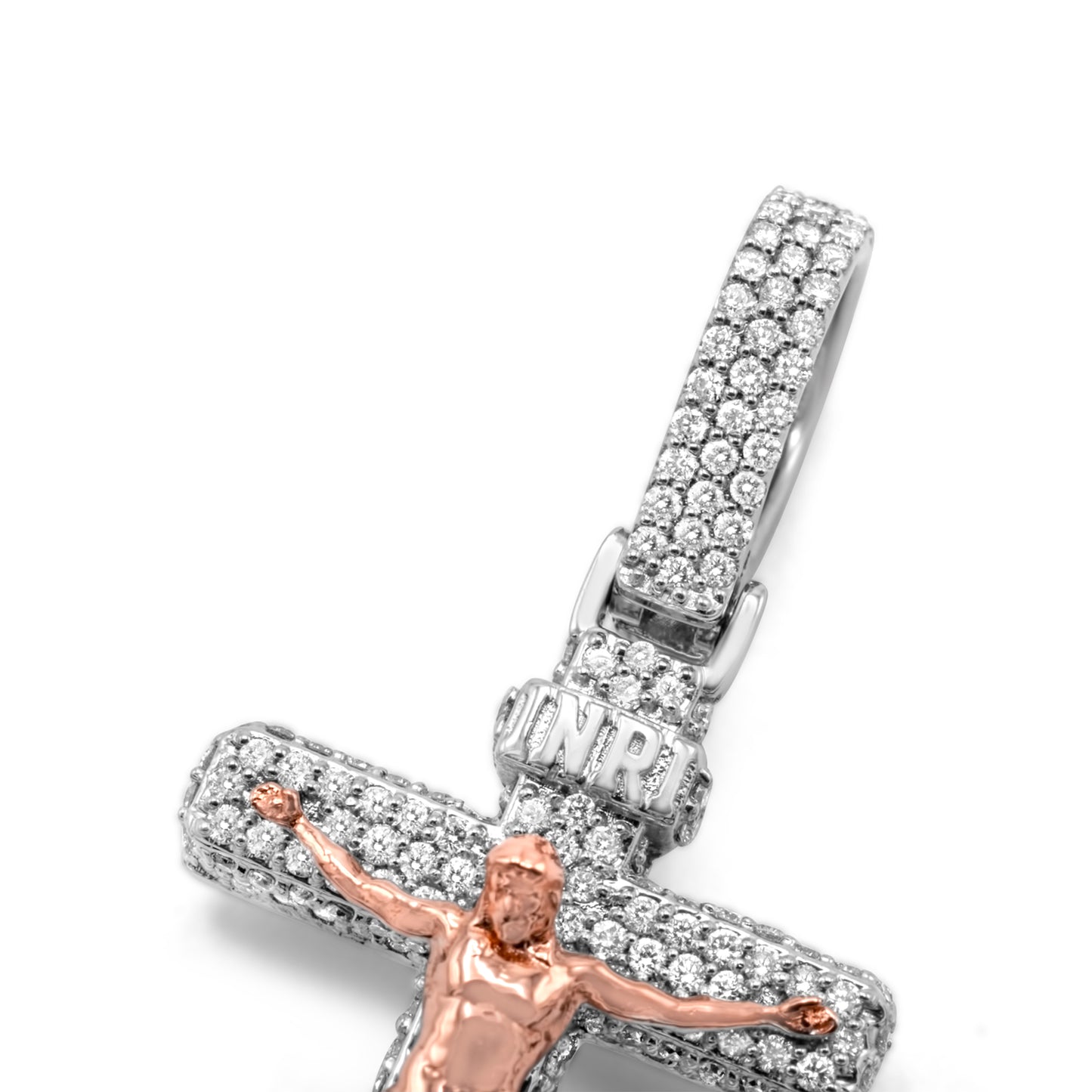 10K Rose & White Gold Cross 0.99 ctw