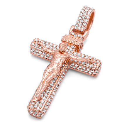 14k Rose Gold Cross Pendant 1.68ctw