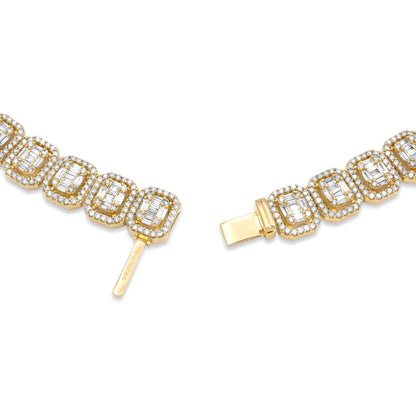 14k Solid Yellow Gold Baguette Diamond Chain 23.20 ctw