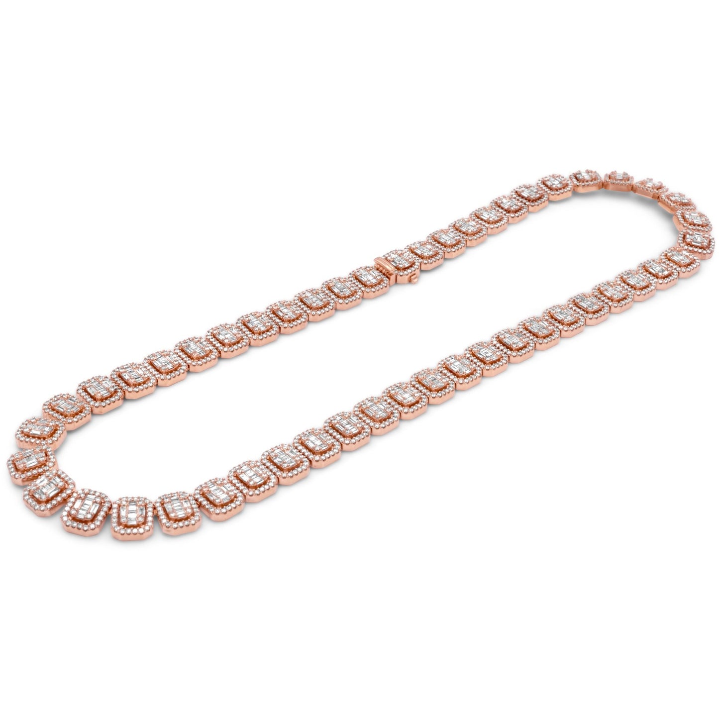 14k Rose Gold Baguette Diamond Chain 30.38 ctw