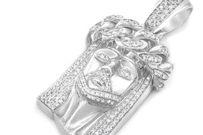 14k Solid White Gold Diamond Jesus Head 3.25ctw