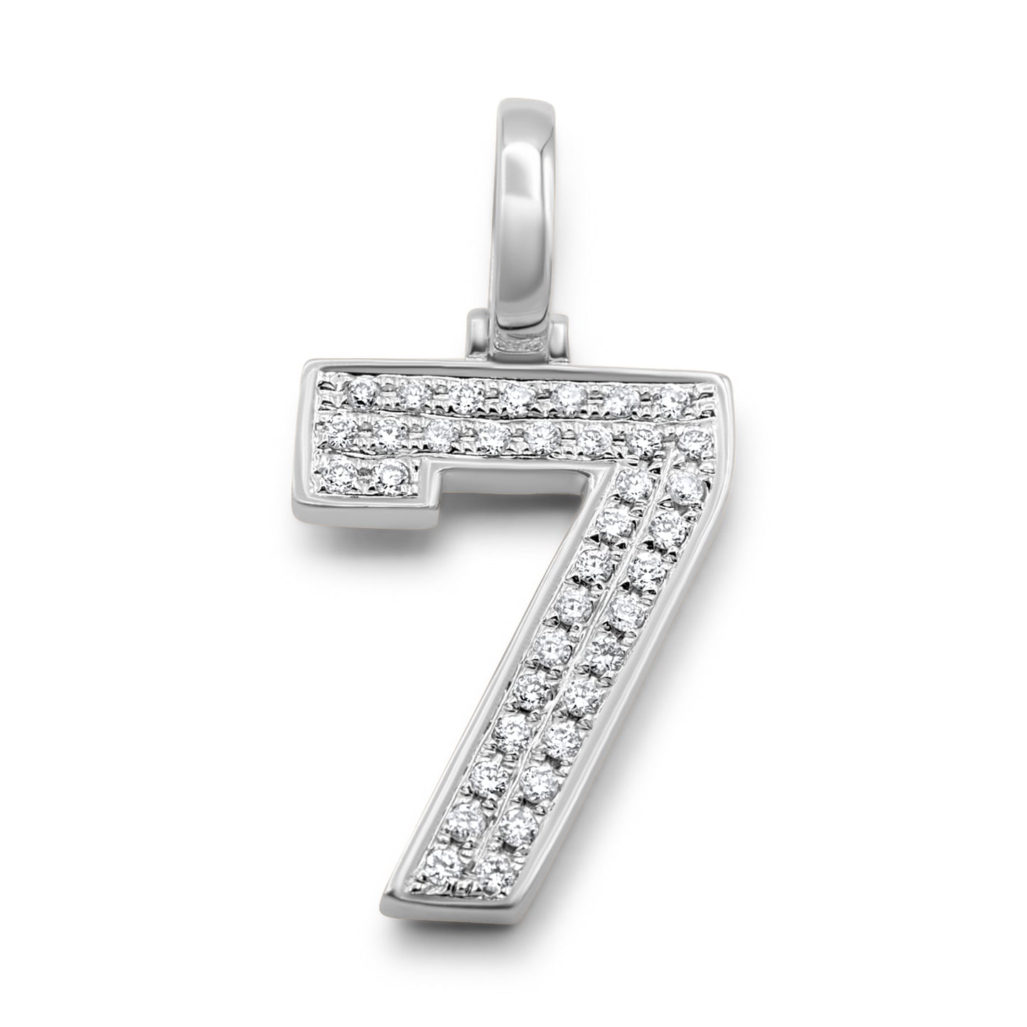 14k White Gold Diamond Number Pendant 0.28ctw