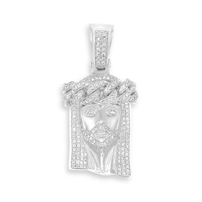 14k Solid White Gold Diamond Jesus Head 3.25ctw