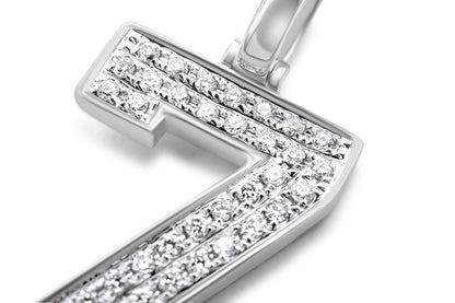 14k White Gold Diamond Number Pendant 0.28ctw