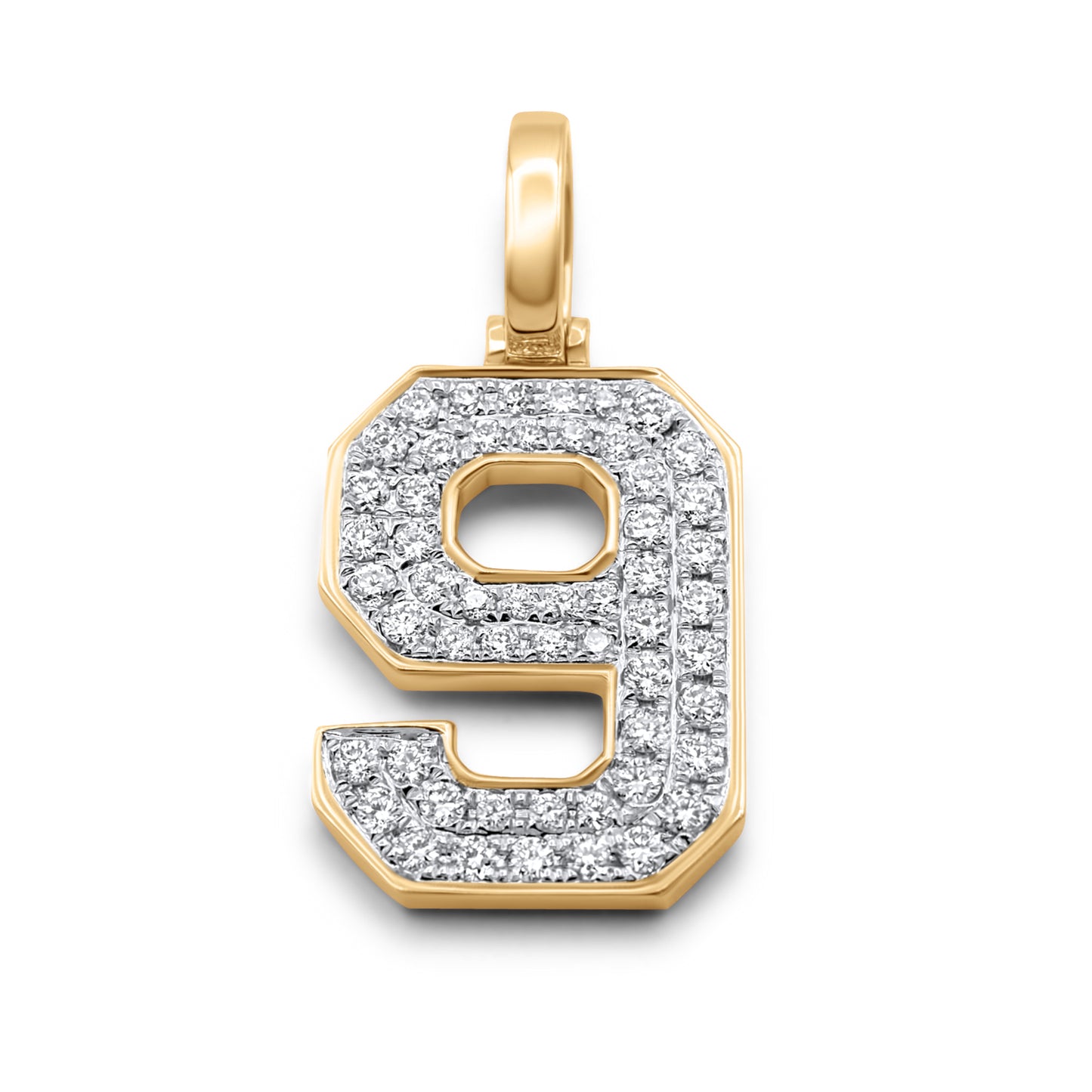 10k Yellow Gold Diamond Number 9 Pendant 0.67 ctw