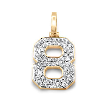 10k Yellow Gold Diamond Number 8 Pendant 0.66 ctw