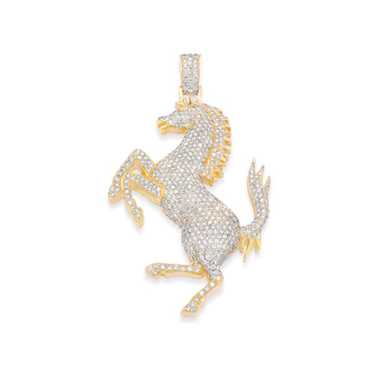 14k Solid Gold Stallion Pendant 5.80ctw