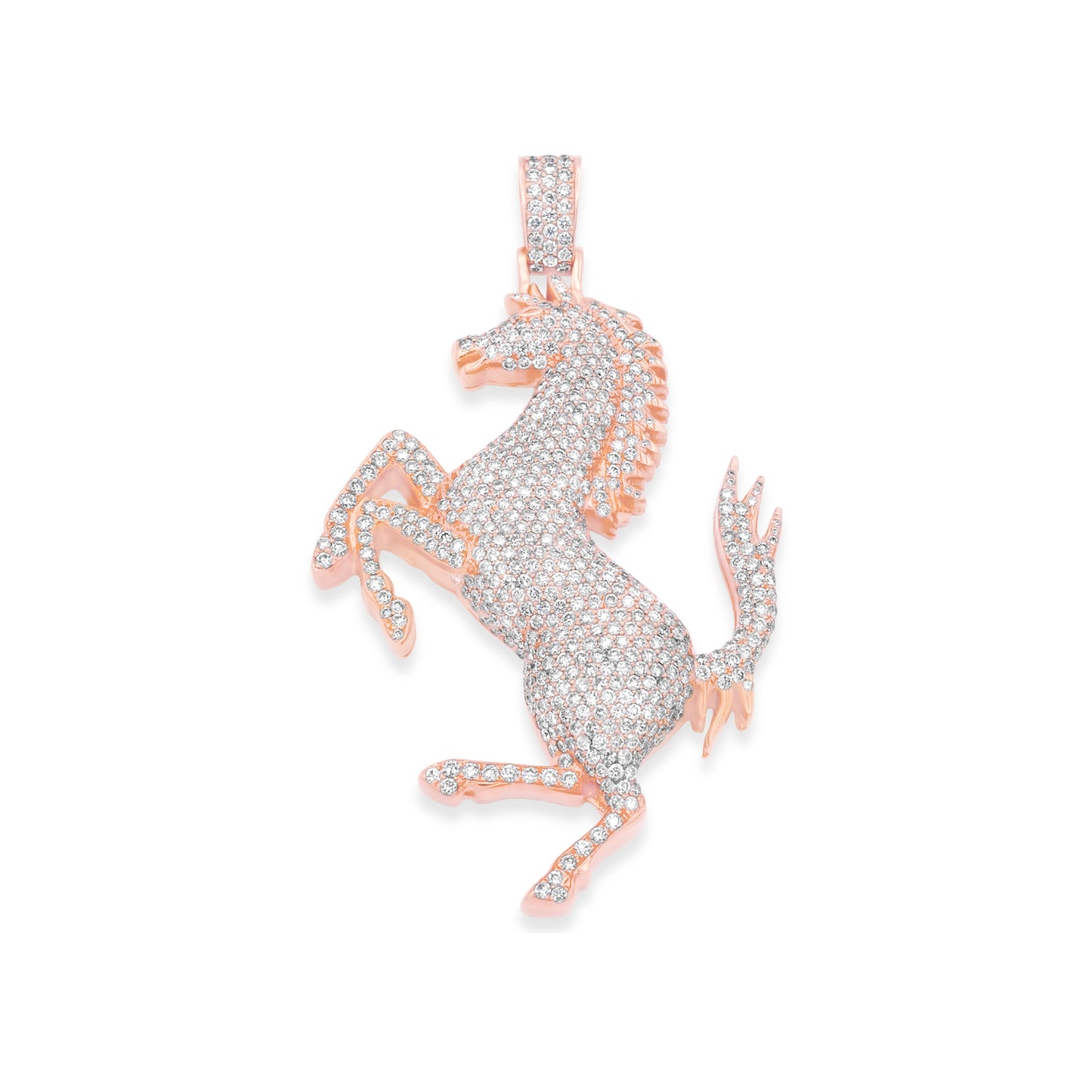 14k Rose Gold Stallion Pendant 5.80ctw