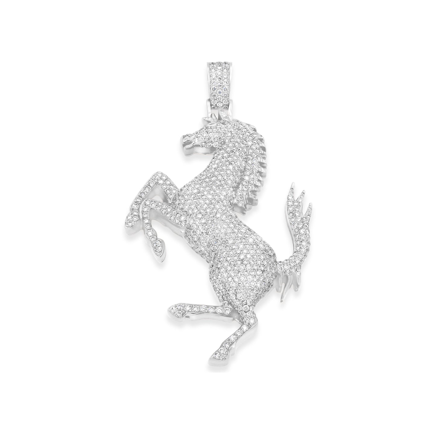 14k White Gold Stallion Pendant 5.80ctw