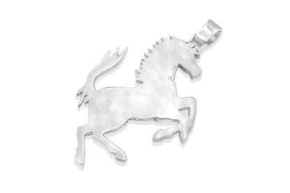 14k White Gold Stallion Pendant 5.80ctw