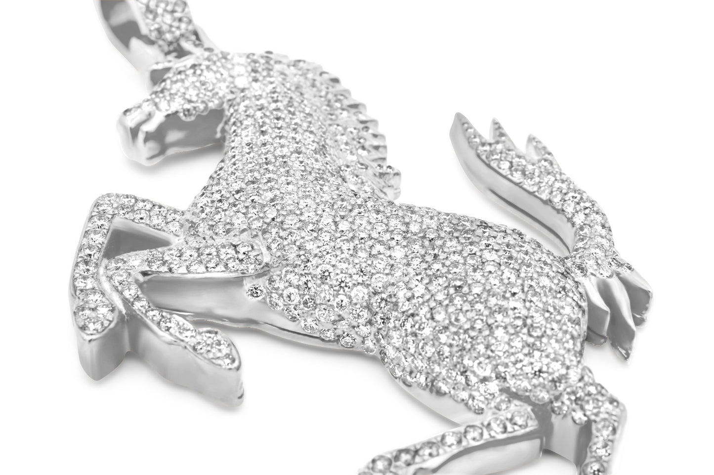 14k White Gold Stallion Pendant 5.80ctw