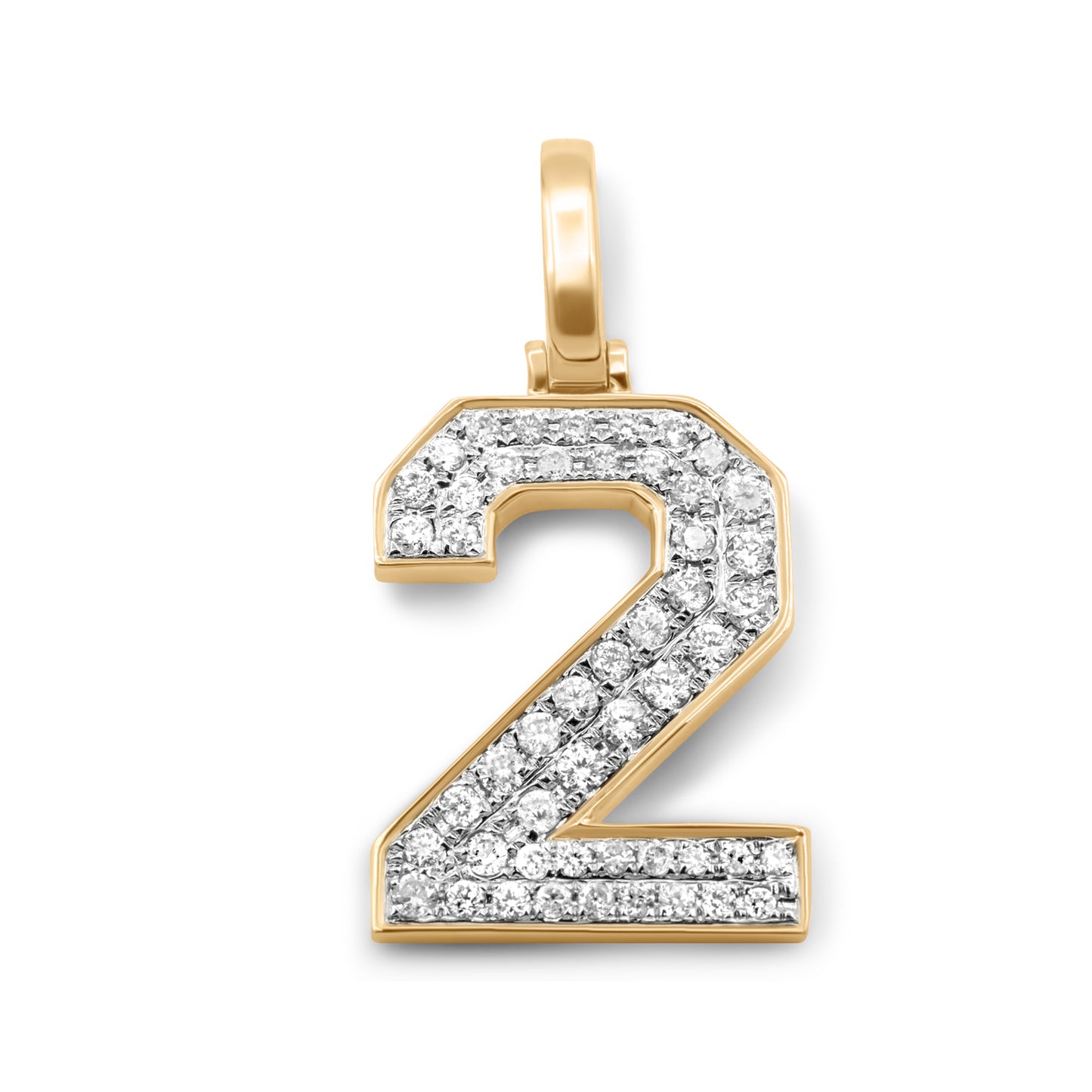 10k Yellow Gold Diamond Number 2 Pendant 0.51 ctw