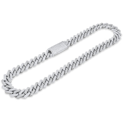 14k Solid White Gold Diamond Cuban Prong Chain 16.5mm 34.25 ctw