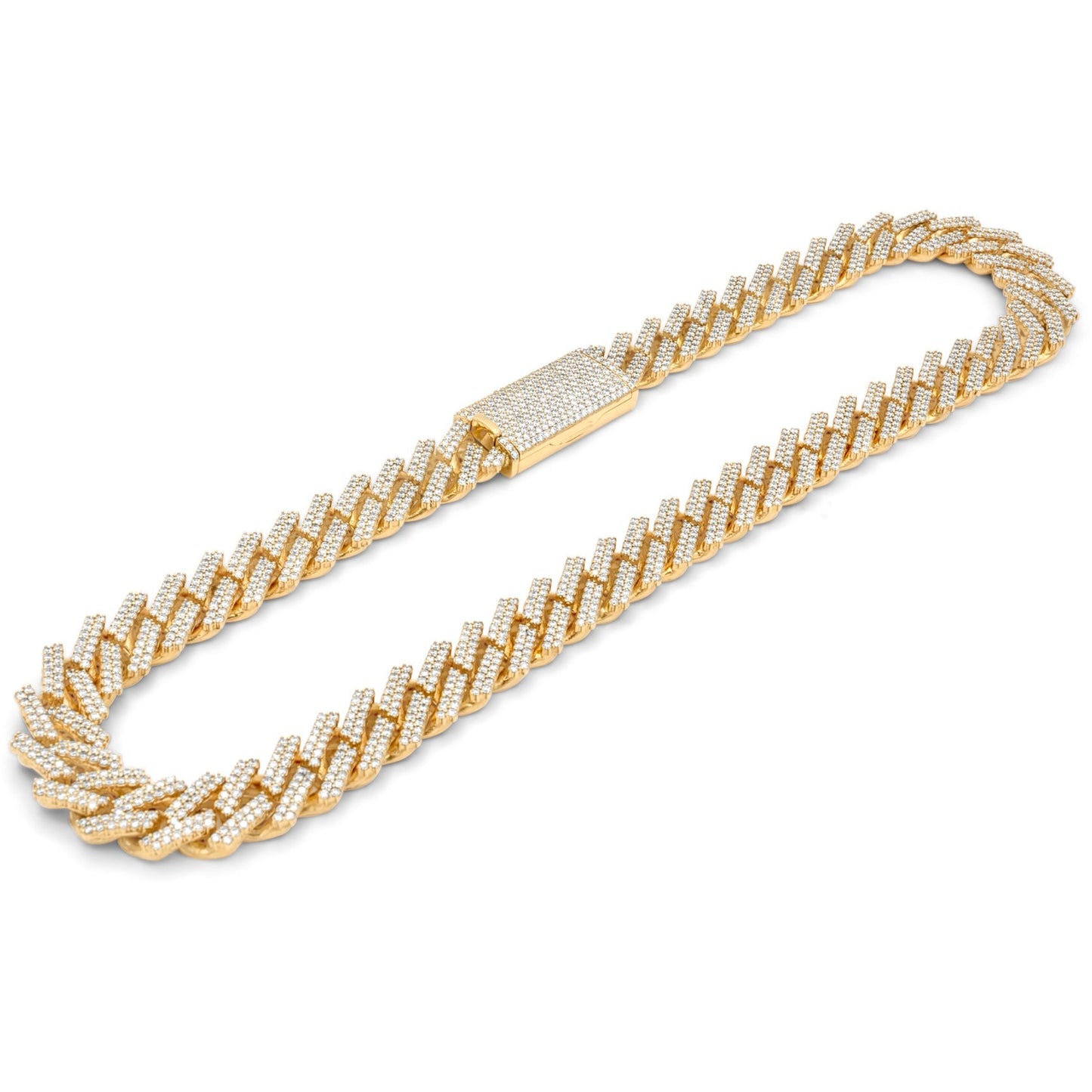 14k Solid Yellow Gold Diamond Cuban Prong Chain 16.5mm 34.25 ctw