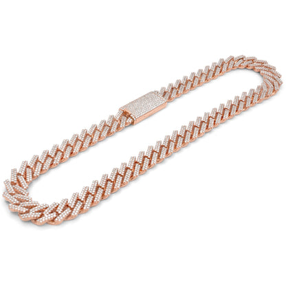 10k Solid Rose Gold Diamond Cuban Prong Chain 16.5mm 34.25 ctw